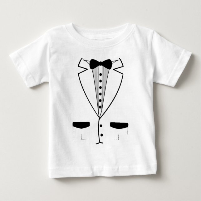 Camiseta de bebé de Tuxedo blanco (Anverso)