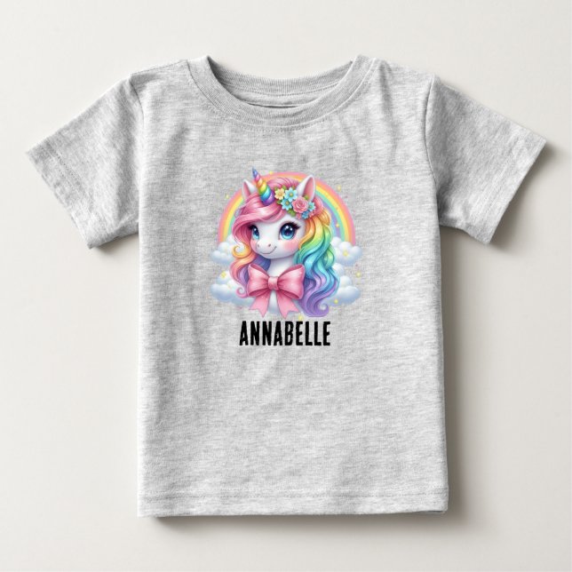 Camiseta de bebé de unicornio de arcoíris mágico p (Anverso)