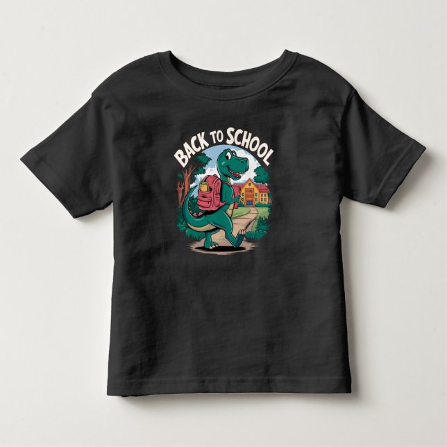 Camiseta De Bebé De vuelta a la escuela con un lindo dinosaurio (Anverso)