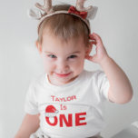 Camiseta De Bebé December 1st Birthday<br><div class="desc">Santa hat December winter first birthday</div>