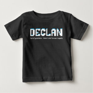 Camiseta De Bebé Declan nombre de niño significado texto píxeles