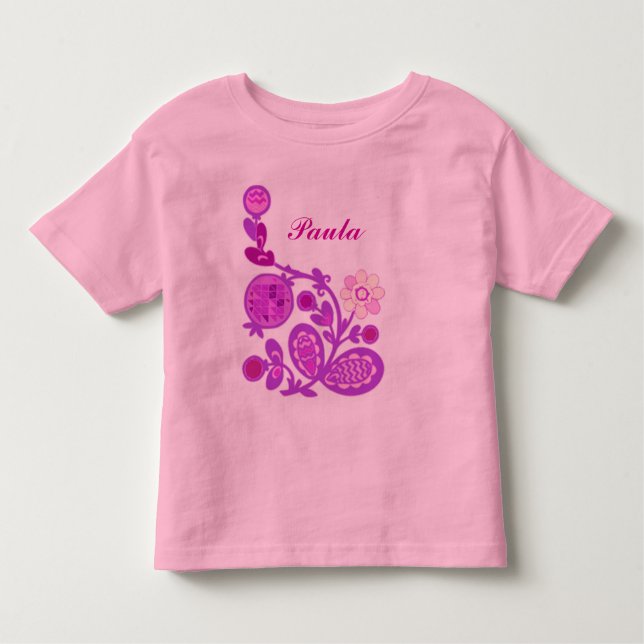 Camiseta De Bebé Deco de flores con nombre (Anverso)
