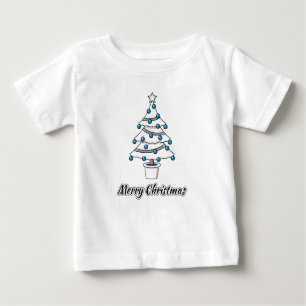 Camiseta De Bebé Decoraciones azules del árbol de Navidad blanco - 