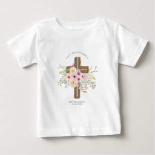 Camiseta De Bebé Dedicación personalizada de bebé Cruz floral