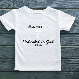 Camiseta De Bebé Dedicado a Dios, nombre de los niños | Cruz
