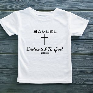 Camiseta De Bebé Dedicado a Dios, Nombre del Niño Cruz