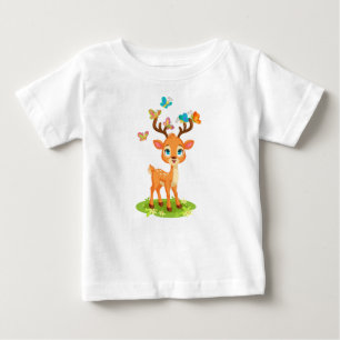 Camiseta De Bebé Deer bebé con mariposas-23475