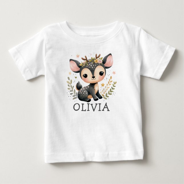Camiseta De Bebé Deer de bebé lindo personalizado (Anverso)