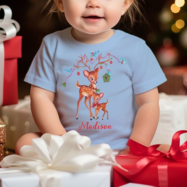 Camiseta De Bebé Deer de Navidades curos (Cute Christmas Deer Baby T-Shirt)