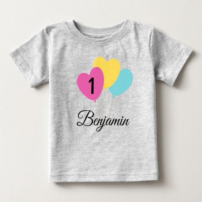 Camiseta De Bebé DEIN DISEÑO/TEXTO/FOTO globo de primer cumpleaños (Anverso)