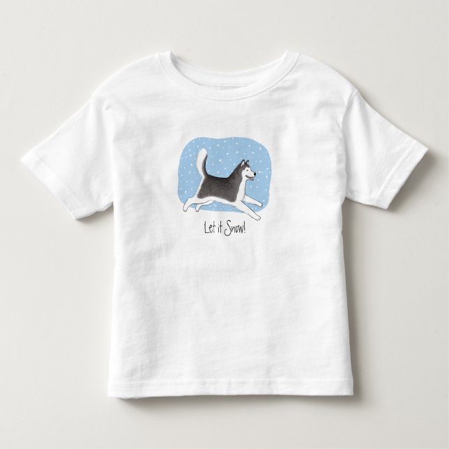 Camiseta De Bebé "Déjelo nevar!" Diseño alegre del perro (Anverso)