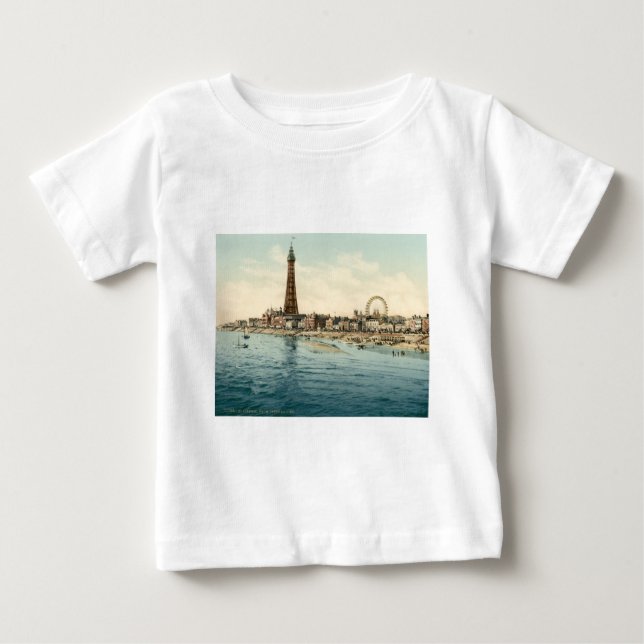 Camiseta De Bebé Del embarcadero central, Blackpool, Inglaterra (Anverso)