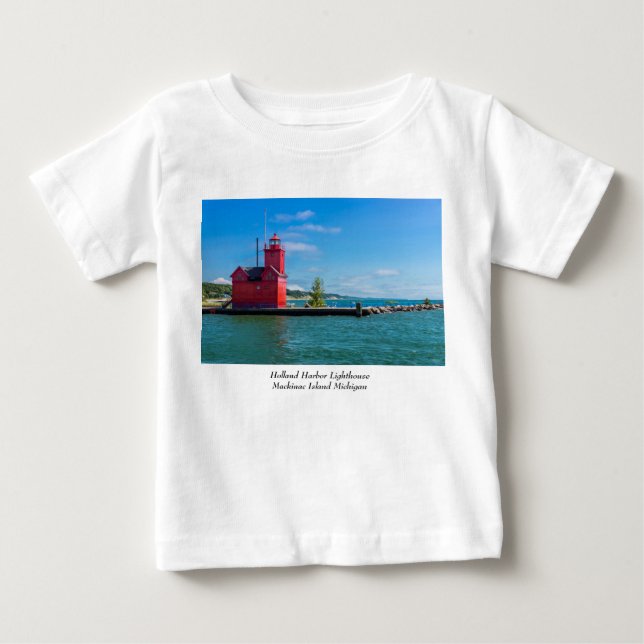 Camiseta de bebé del faro de Holland Harbor (Anverso)