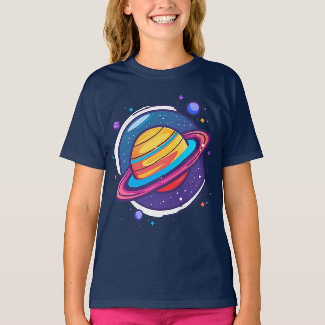 Camiseta de bebé del planeta Saturno lindo – Espac (Anverso)