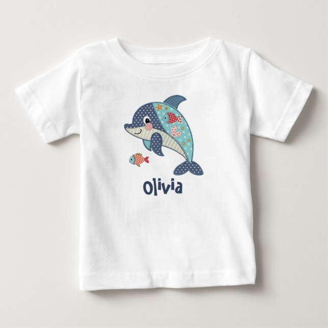 Camiseta De Bebé Delfín Adorable de Parche (Anverso)