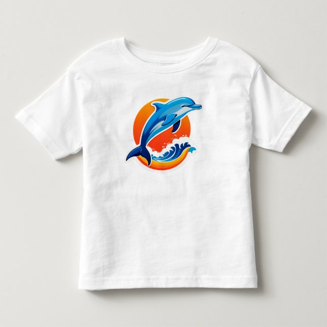 Camiseta De Bebé Delfín Azul Saltando Sobre Olas del Océano (Anverso)