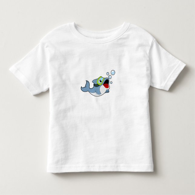 Camiseta De Bebé Delfín buceando con burbujas de agua. PNG (Anverso)
