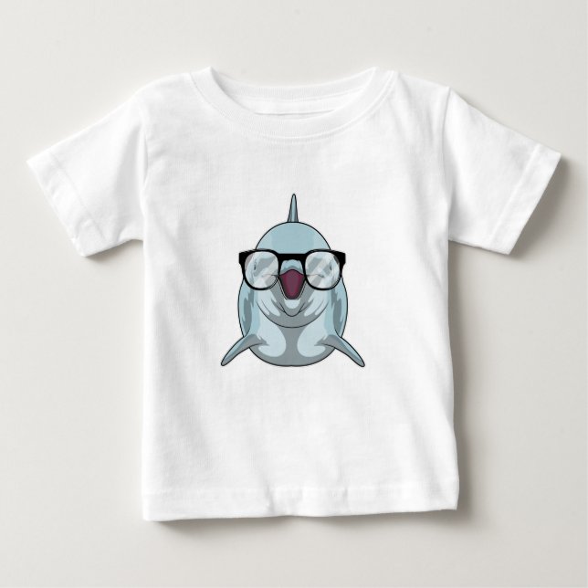 Camiseta De Bebé Delfín como nerd con lentes (Anverso)