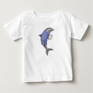 Camiseta De Bebé Delfín como secretario con pila de papel