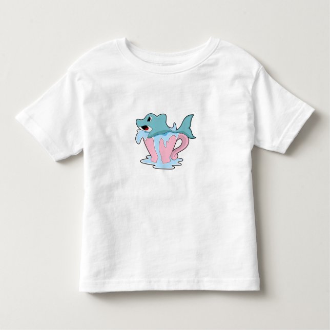 Camiseta De Bebé Delfín con una copa de agua. PNG (Anverso)