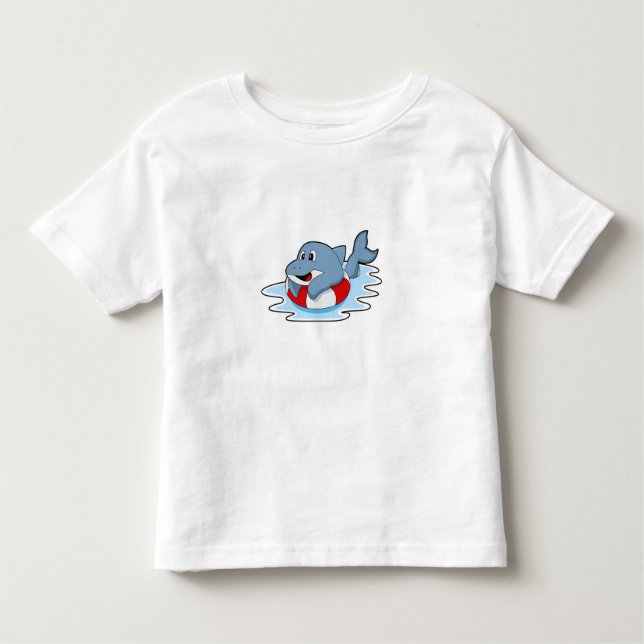 Camiseta De Bebé Delfín en el baño con anillo de natación.PNG (Anverso)