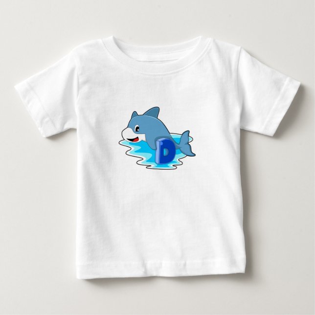 Camiseta De Bebé Delfín en el baño con letra (Anverso)