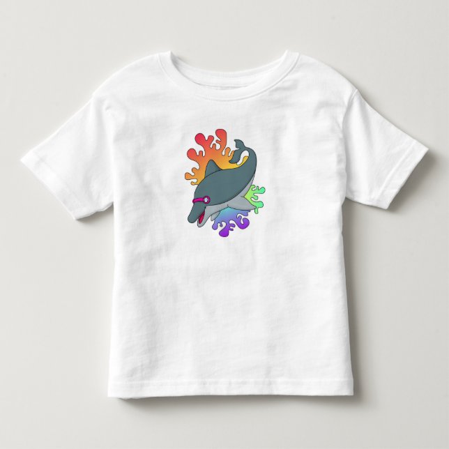Camiseta De Bebé Delfín en Natación con Gafas de Natación (Anverso)