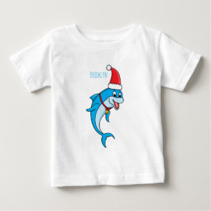 Camiseta De Bebé Delfín lindo con personalizado de Santa hat