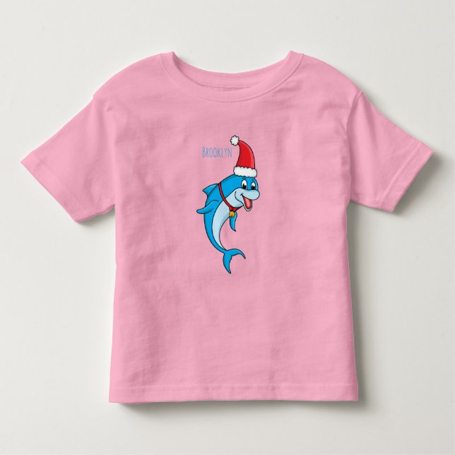Camiseta De Bebé Delfín lindo con personalizado de Santa hat (Anverso)
