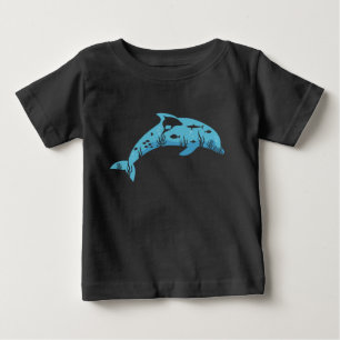 Camiseta De Bebé Delfín Oceánico Vida Marina Coral Tiburón