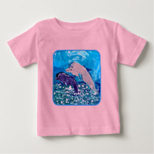 Camiseta De Bebé Delfines "Arte de niños"