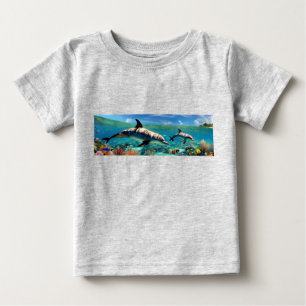 Camiseta De Bebé Delfines bailando en un paraíso coralino