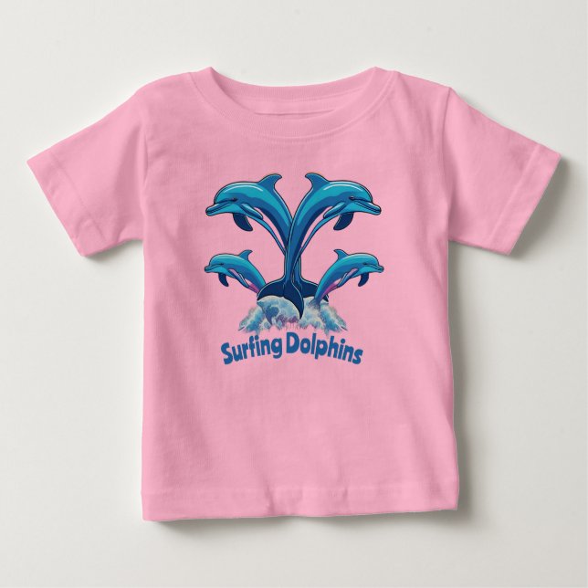 Camiseta De Bebé Delfines de Surfing (Anverso)
