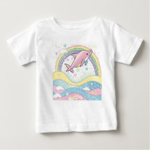 Camiseta de bebé delfines rosados con estrellas de