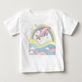 Camiseta de bebé delfines rosados con estrellas de