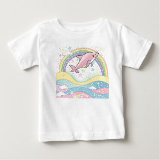 Camiseta de bebé delfines rosados con estrellas de