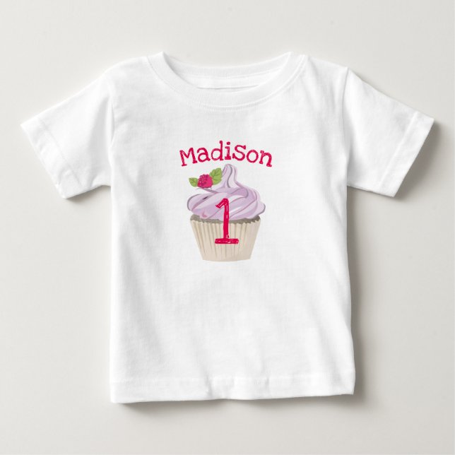 Camiseta De Bebé Deliciosa tarta rosada en cumpleaños superior (Anverso)