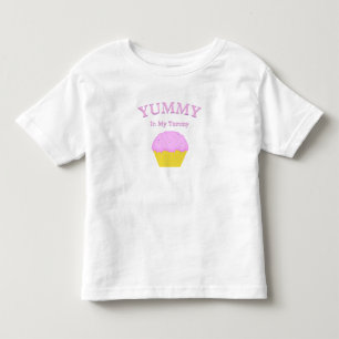 Camiseta De Bebé Delicioso En Mi Barriguita Cupcake Rosa 