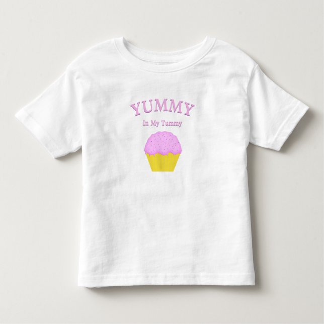 Camiseta De Bebé Delicioso En Mi Barriguita Cupcake Rosa  (Anverso)