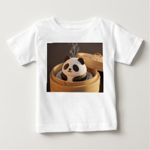 Camiseta De Bebé Delicioso Mochi de Panda en Vaporera de Bambú