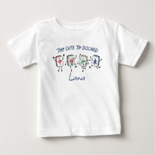 Camiseta De Bebé Demasiado Lindo Para Descartar Mahjong Nombre Pers