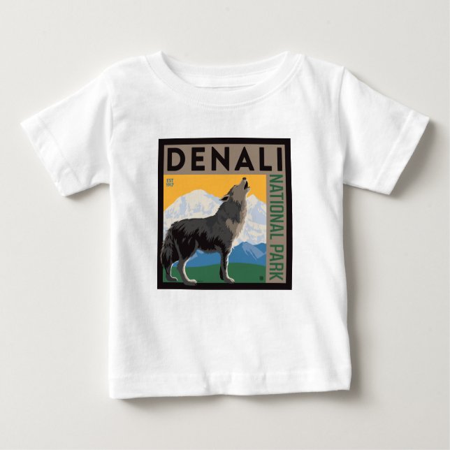 Camiseta De Bebé Denali National Park | Howling Wolf (Anverso)
