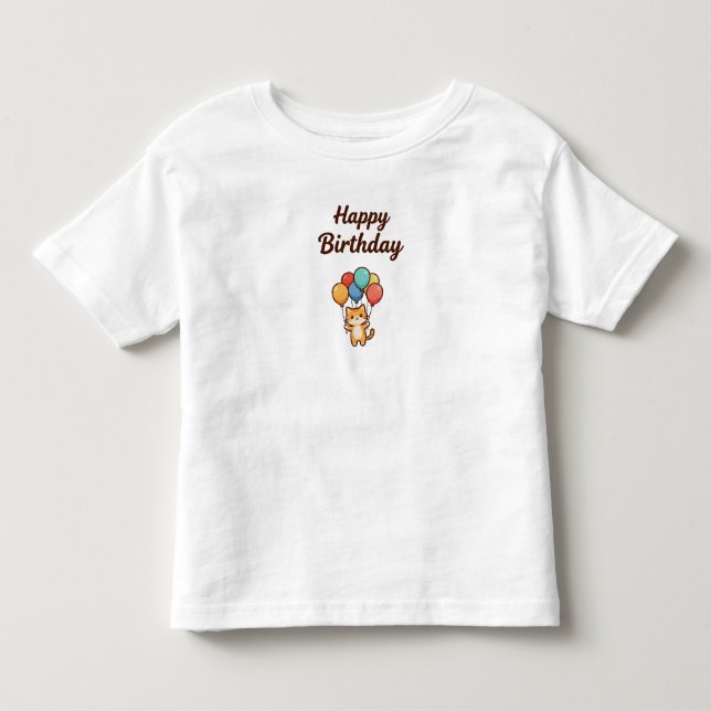 Camiseta De Bebé Deseos de cumpleaños hacia el cielo - Gato Kawaii  (Anverso)