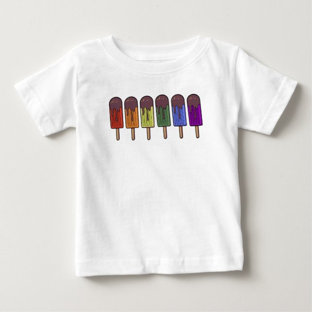 Camiseta De Bebé Desfile de paletas congeladas arcoíris (Anverso)