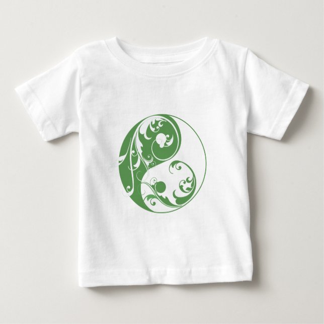 Camiseta De Bebé Desplazamiento de Yin y Yang (verde) (Anverso)