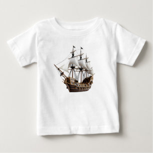 Camiseta De Bebé Detailed 3D Rendering of a Pirate Ship
