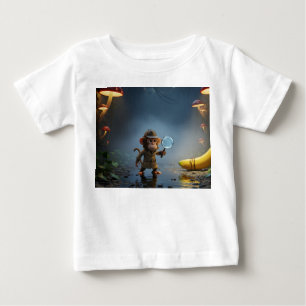 Camiseta De Bebé Detective Mono Investigando Misterio de la Banana