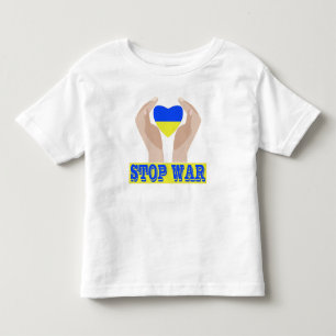 Camiseta De Bebé Detener la guerra bandera de Ucrania corazón en la