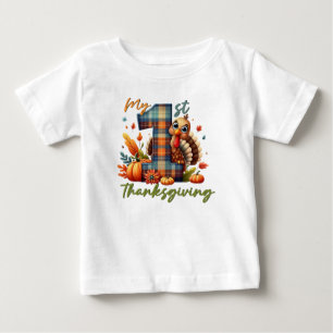 Camiseta De Bebé Día de Acción de Gracias Calabaza Acuarela Otoño