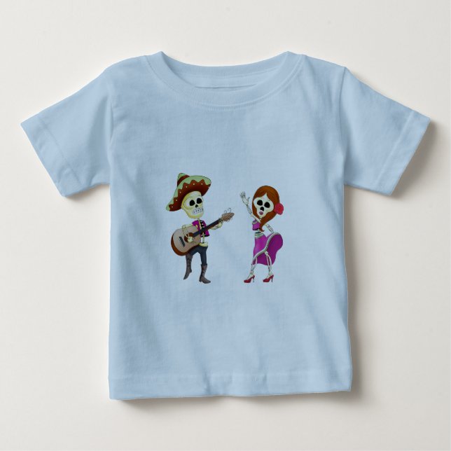 Camiseta De Bebé Día de Baile Mariachi de la Pareja Muerta (Anverso)
